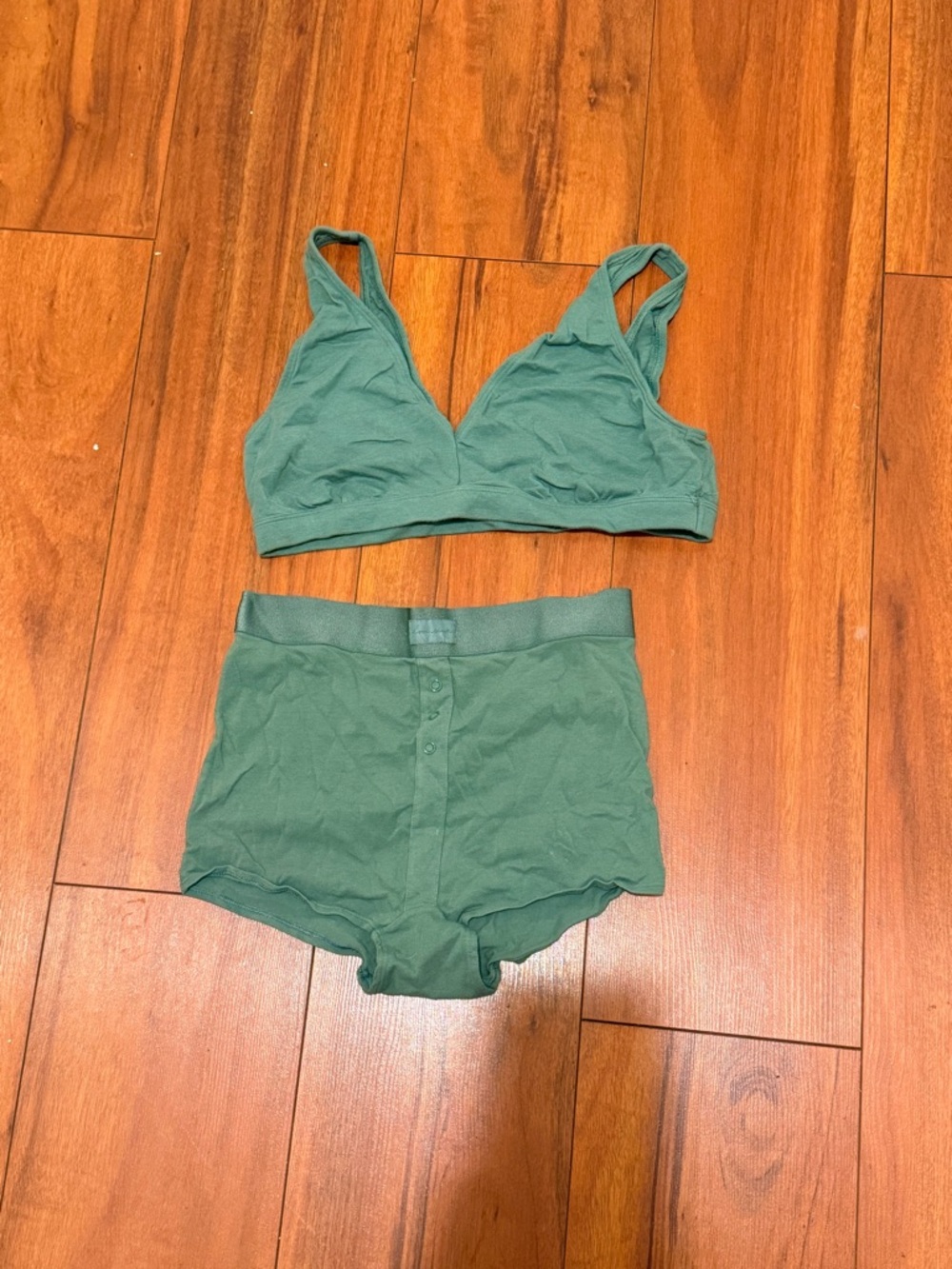 PINK Victoria's Secret Teal Wireless Bralette & High-Waist Shorts Set